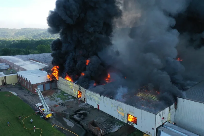 DEP: Air monitoring continues as Parkersburg warehouse fire burns