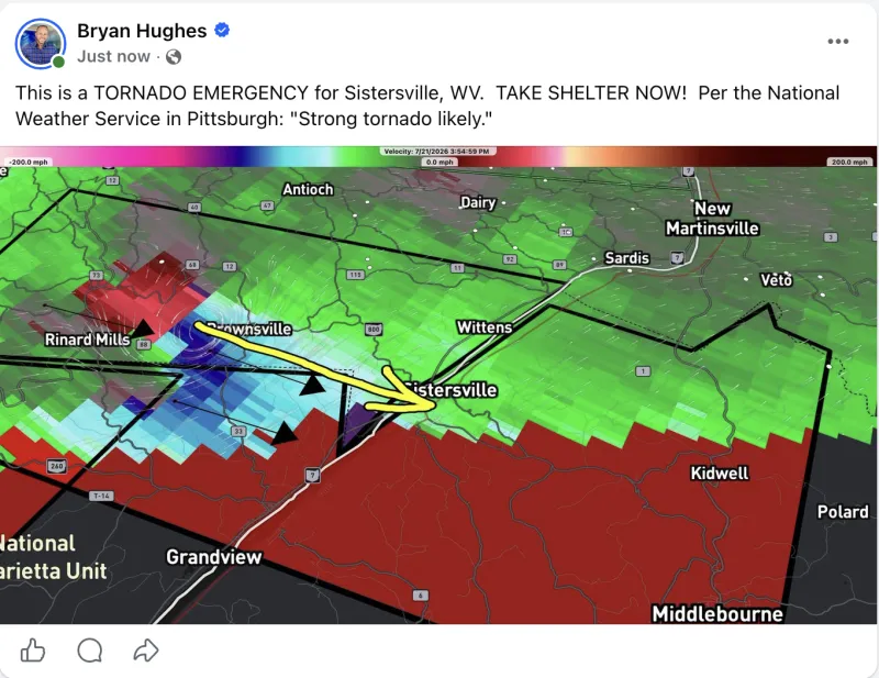 "Juicy atmosphere" produces heavy storms, tornado warnings across West Virginia