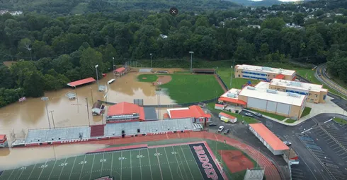 Video: Flood Aerial View Near, Around Jamison Field