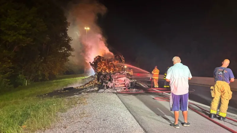 Firefighters extinguish early morning vehicle fire on West Virginia Turnpike