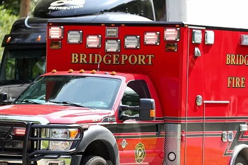 Driver Needs Extricated Following Main Street Wreck that Ends in Bridgeport Police Department Parking Lot
