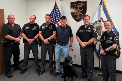 Sheriff Robert Matheny II Recognizes Work of Chuck McWilliams, Shadow for Years of Therapy Dog Service
