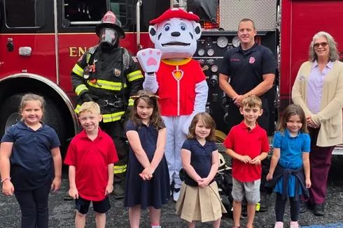 Marshall from Paw Patrol, Ladder Truck, City Staff on Hand for Recent Fire Prevention Week Visit to HCS