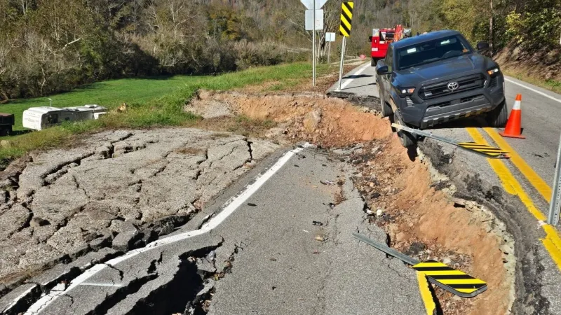 Driver crashes into large slip along U.S. 33 near Roane-Calhoun county line
