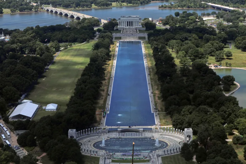 Reflecting Pool liner was cut with a sharp knife or razor, National Park Service says