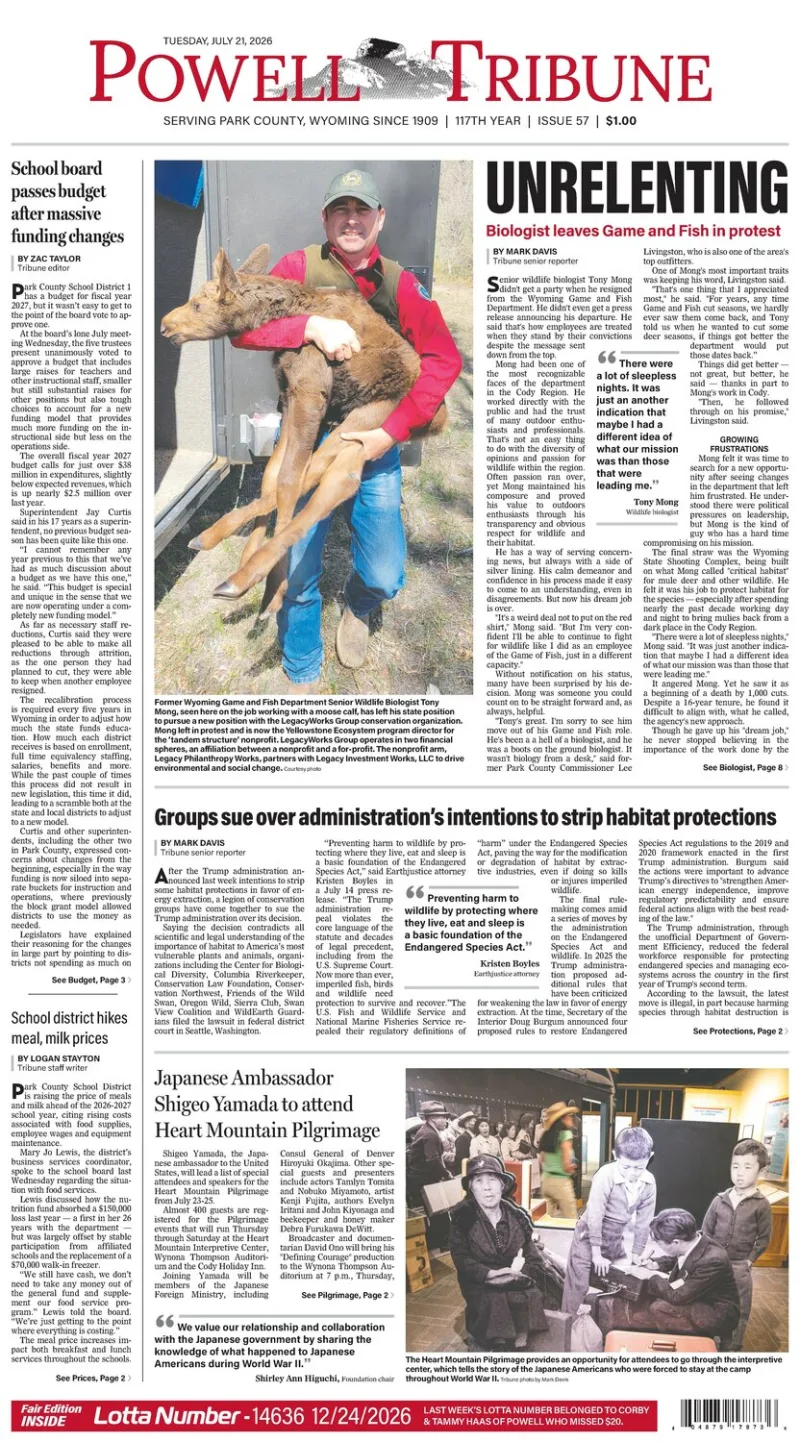 Powell Tribune July 21, 2026