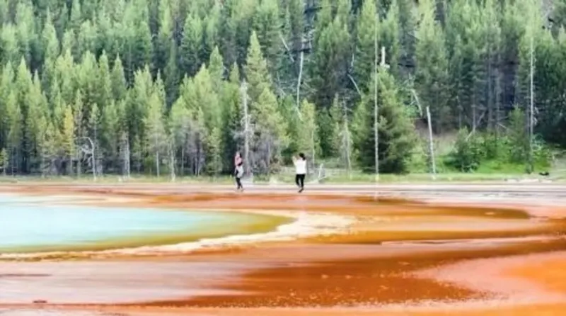 WATCH: Two Idiots Walk Out On Yellowstone's Grand Prismatic