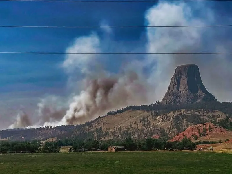Trails around Devil's Tower still closed Monday as crews battle two wildfire starts over the weekend