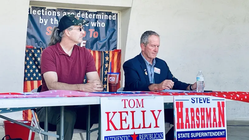 Politics in the Park: Harshman, Kelly spar over school-funding overhaul, standards and screen time