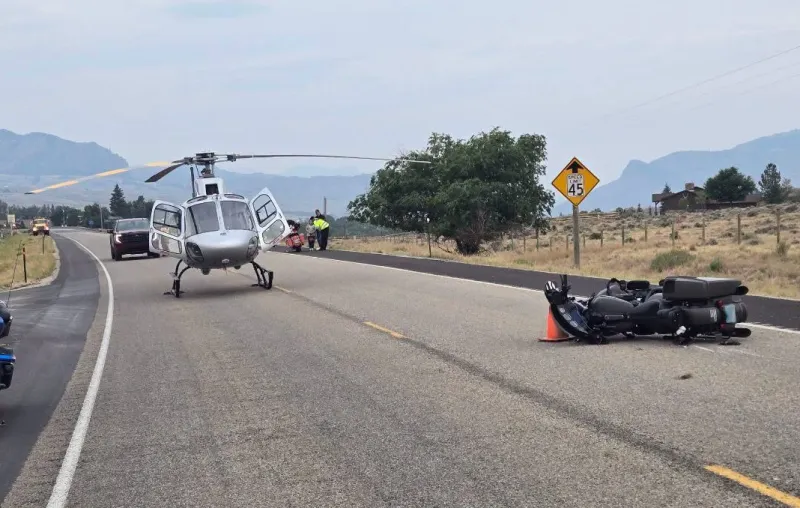 One confirmed dead after pickup strikes motorcycles outside Wapiti in Park County