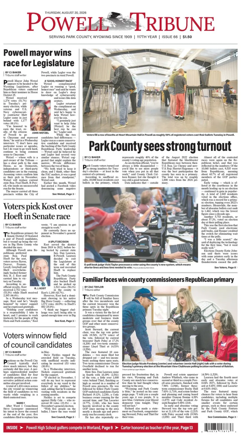 Powell Tribune August 20, 2026