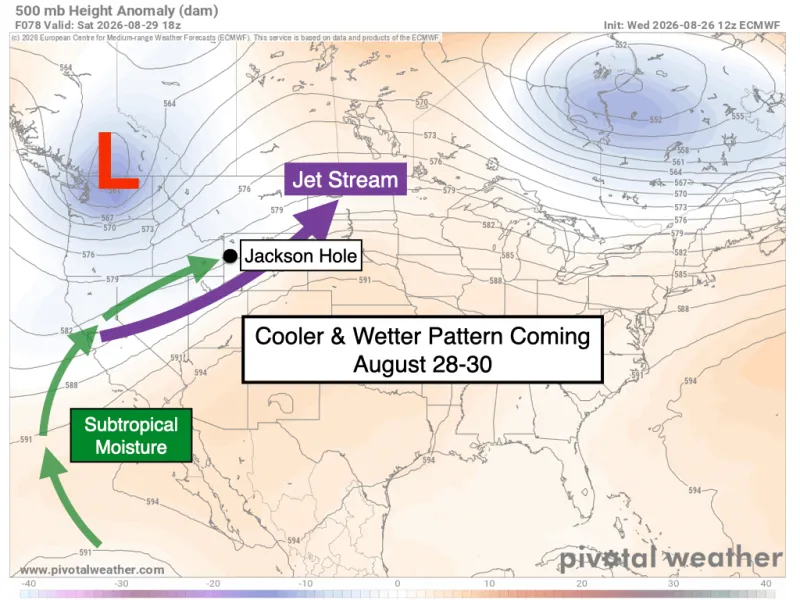 Weekend forecast trending wet as subtropical moisture from the Pacific approaches
