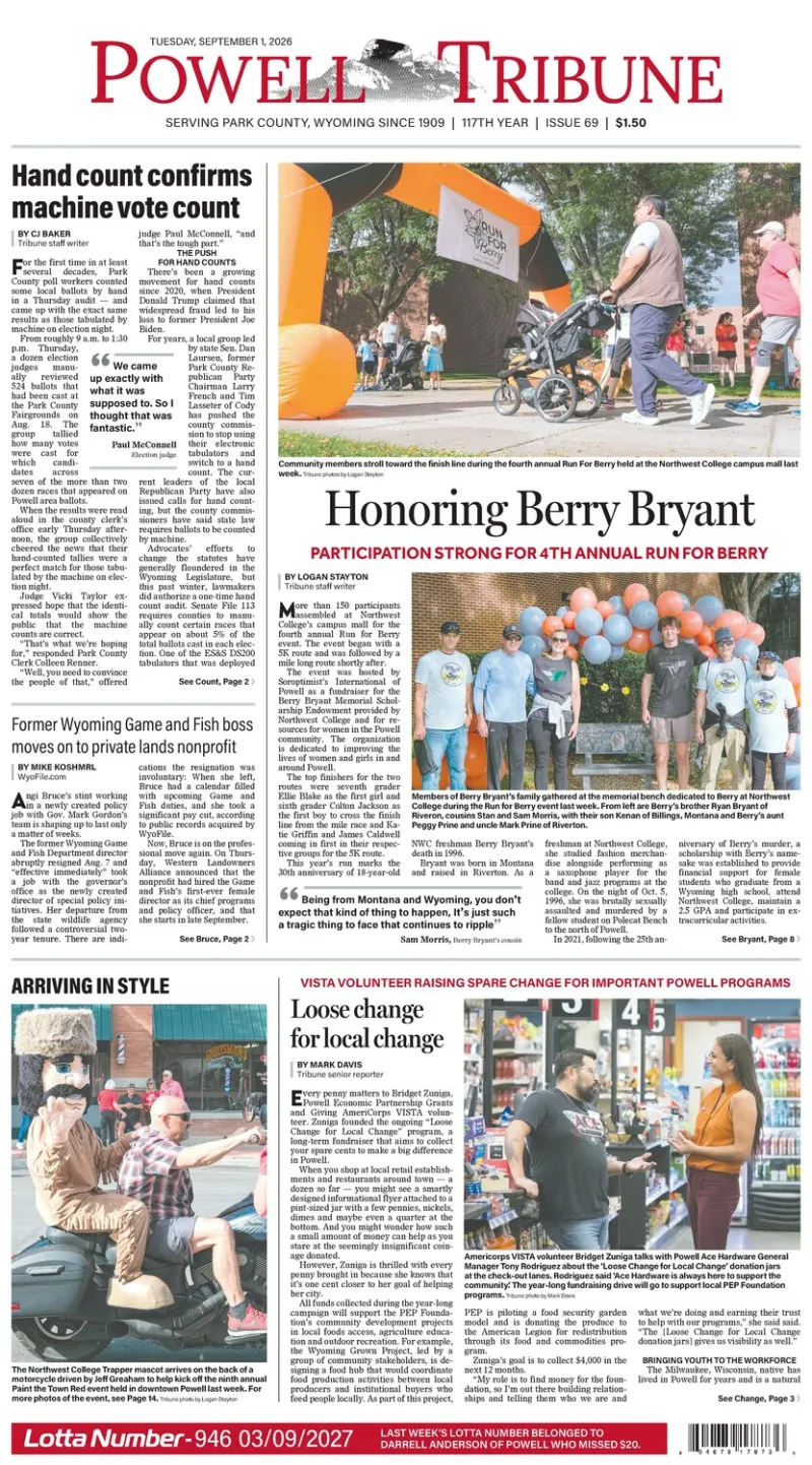 Powell Tribune September 1, 2026