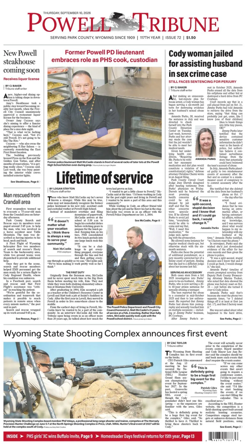 Powell Tribune September 10, 2026