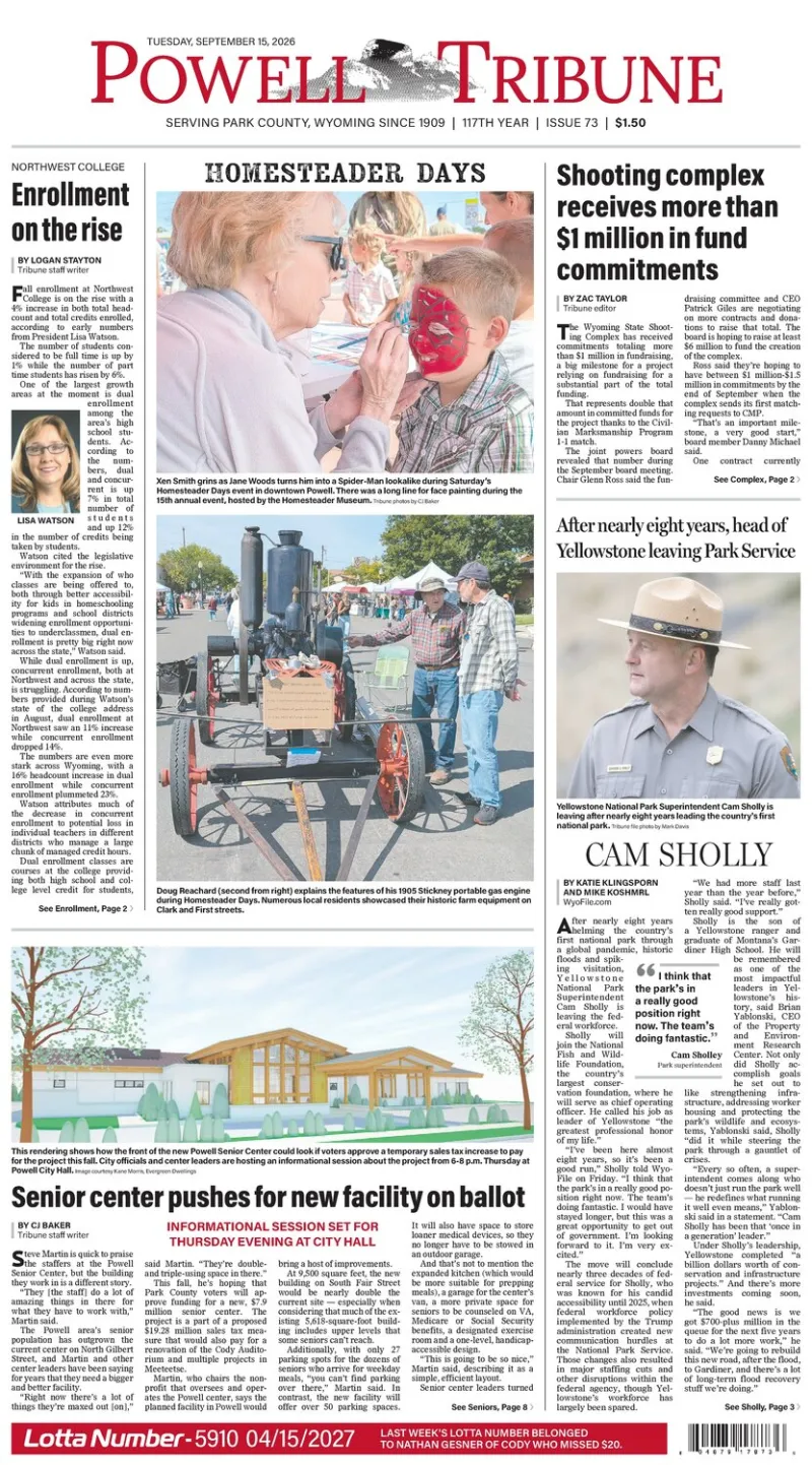 Powell Tribune September 15, 2026