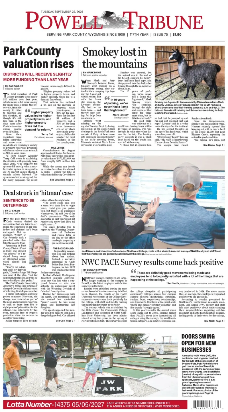 Powell Tribune September 22, 2026